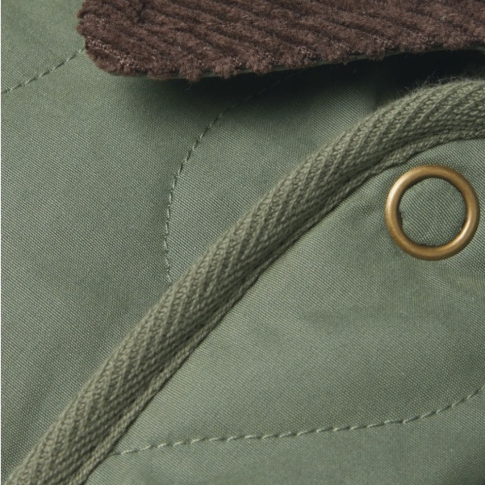 Alex Mill Quilted Utility Jacket in Olive Green with Brown Collar Size Medium - Picture 6 of 10